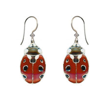 Ladybug Cloisonne Wire Earrings | Bamboo Jewelry | bj0188spE