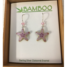 Pink Starfish Cloisonne Wire Earrings | Bamboo Jewelry | BJ0225E