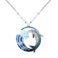 Hokusai Dolphin Wave Necklace | Bamboo Jewelry | BJ0243LN