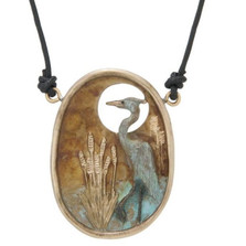 Heron in Cattails Pendant Necklace | Cavin Richie Jewelry | DMOKB173PEND