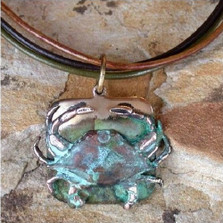 Crab Verdigris Brass Necklace | Elaine Coyne Jewelry | ECGECP8pd