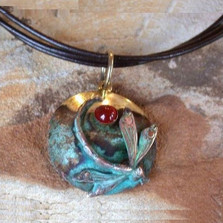 Dragonfly Verdigris Patina Solid Brass Necklace | Elaine Coyne Jewelry | ECGNAP98pdLE