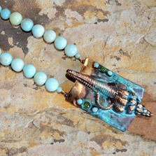 Conch Shell Verdigris Brass Necklace | Elaine Coyne Jewelry | ECGOCP989n