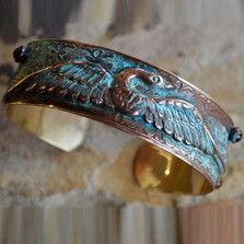 Swan Verdigris Cuff Bracelet | Elaine Coyne Jewelry | ECGSWO196bc