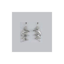 Triple Dolphin Drop Sterling Silver Wire Earrings | Kabana Jewelry | Ke608