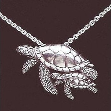 Turtle Mother and Baby Sterling Silver Necklace | Kabana Jewelry | KP566 -2