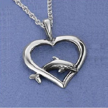 Dolphin Heart Pendant Sterling Silver Necklace | Kabana Jewelry | Kp646 -2