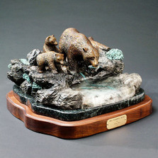 Bear Bronze Sculpture "The Fishing Hole" | Barry Stein | BBSFIS1-TFH