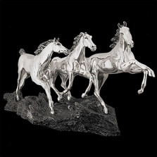 Wild Horses Running Silver Plated Sculpture | 8021 | D'Argenta