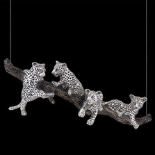 Jaguar Cubs Hanging on Branch Sculpture | 8025 | D'Argenta