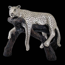 Leopard Lounging Silver Plated Sculpture | 8031 | D'Argenta