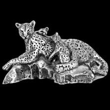 Silver Leopard and Cubs Sculpture | A509 | D'Argenta