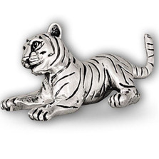 Silver Tiger Cub Sculpture Playing  | A51 | D'Argenta
