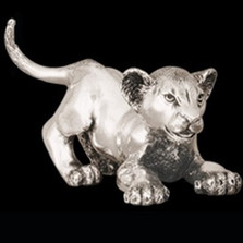 Silver Lion Cub Playing Sculpture | A58 | D'Argenta -2