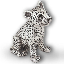 Silver Leopard Cub Small Sculpture | A74 | D'Argenta
