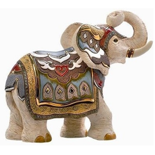 White Indian Elephant Ceramic Figurine | De Rosa | Rinconada | DER457