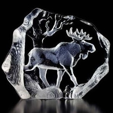 Bull Moose Crystal Sculpture | 33566 | Mats Jonasson Maleras -2