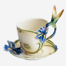 Hummingbird Iris Cup Saucer Spoon | fz00129 | Franz Porcelain Collection