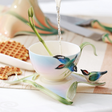 Bamboo Songbird Cup Saucer Spoon | FZ00570 | Franz Porcelain Collection