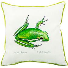 Green Tree Frog Indoor Outdoor Pillow | Betsy Drake | BDZP040