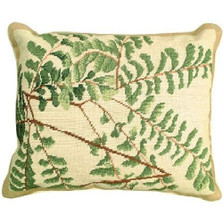 Fern Plant Leaves Needlepoint Down Pillow | Michaelian Home | MICNCU110