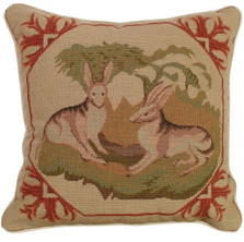 Lancaster Hare Needlepoint Pillow | Michaelian Home | MICNCU304