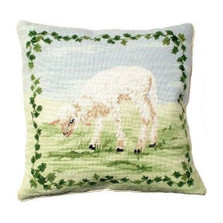 Lamb Needlepoint Down Pillow | Michaelian Home | MICNCU-757