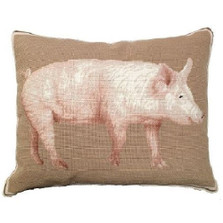 American Yorkshire Pig Needlepoint Down Pillow | Michaelian Home | MICNCU761