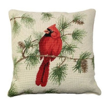 Cardinal Needlepoint Down Pillow | Michaelian Home | MICNCU-771