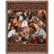 Bridled Horses Tapestry Afghan Throw Blanket | Pure Country | pc1216T