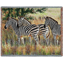 Three Zebra Group Tapestry Afghan Throw Blanket | Pure Country | pc4714T