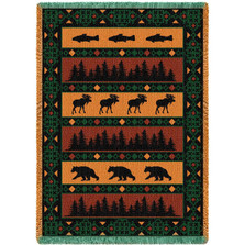 Timberline Bear Moose Fish Lodge Tapestry Afghan Throw | Pure Country | pc921A