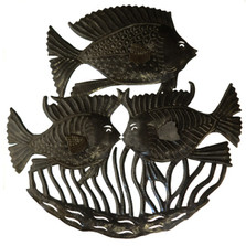 Triple Fish Recycled Steel Drum Wall Art | Le Primitif | LP4017