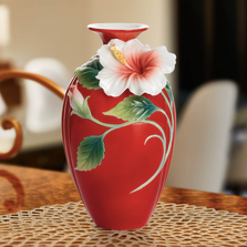 Hibiscus Ladybug Vase Porcelain Franz
