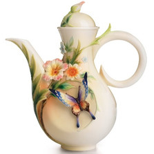 Fluttering Butterfly and Flower Teapot | FZ01840 | Franz Porcelain Collection -2