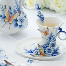 Butterfly Forever Wedding Cup Saucer Spoon | FZ02057 | Franz Porcelain Collection