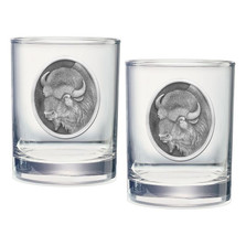 Buffalo Double Old Fashioned Glass Set of 2 | Heritage Pewter | HPIDOF206