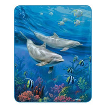 Dolphins Medium Weight Faux-Mink Blanket | DUKDB5269-2