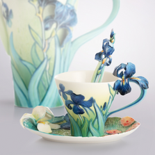Van Gogh Iris Flower Cup Saucer Spoon | FZ02453 | Franz Porcelain Collection