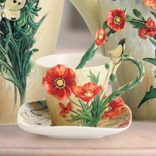 Van Gogh Poppy Flower Cup Saucer Spoon | FZ02455 | Franz Porcelain Collection