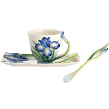 Eloquent Iris Cup Saucer Spoon | FZ02480 | Franz Porcelain Collection