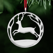 Leaping Stag Polished Pewter Ornament | Lovell Designs | LOVor156