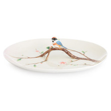 Black Throated Passerine Bird Porcelain Tray | FZ02759 | Franz Porcelain Collection