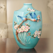 Bluebird on Apple Tree Vase | FZ02852 | Franz Porcelain Collection