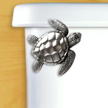 Sea Turtle Pewter Toilet Flush Handle | Functional Fine Art | FFA00116satinpewter
