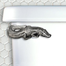 Alligator Pewter Toilet Handle | Functional Fine Art | ffaalligatorsatin