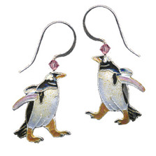 Gentoo Penguin Cloisonne Wire Earrings | Bamboo Jewelry | BJ0142E