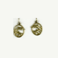 Double Dolphins on Wave 14K Gold Wire Earrings | Kabana Jewelry | GE753 -2