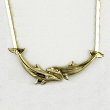 Double Dolphin Large 14K Gold Collar Necklace | Kabana Jewelry | GNK042