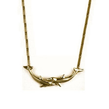 Double Dolphin 14K Gold Necklace | Kabana Jewelry | GP531 -2